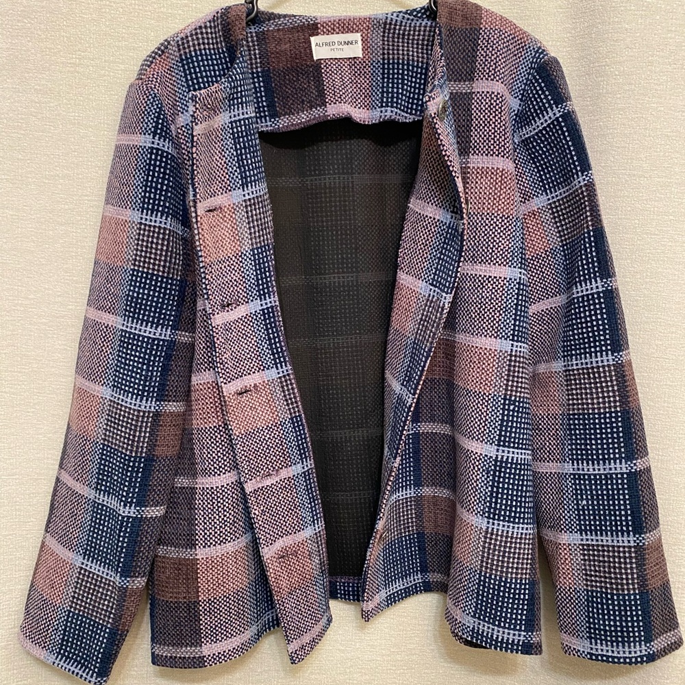 Alfred Dunner Women's Plaid Jacket - Blue and Pink